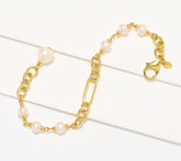 Honora Cultured Pearl Chain Gold-Over Sterling Silver Bracelet Avg